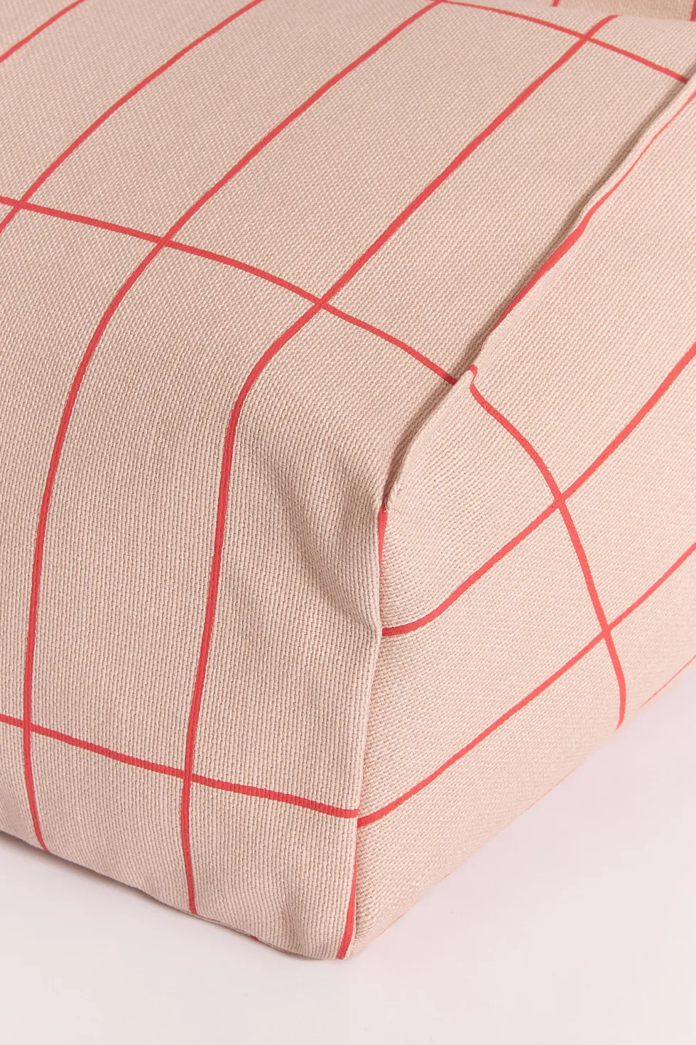 Pouf fauteuil pour enfant en coton bio à carreaux rose et rouge 74x40x60cm Vibes - Nobodinoz