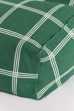 Pouf fauteuil pour enfant en coton bio à carreaux vert et blanc 74x40x60cm Vibes - Nobodinoz