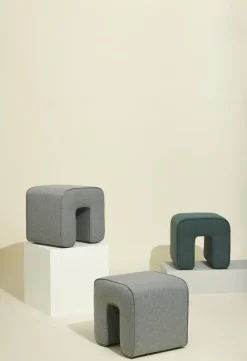 Pouf gris en tissu Sculpture - Hübsch