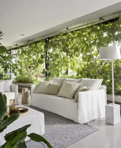 Pouf modulable déhoussable en tissus lino bianco Ghost 36 - Gervasoni