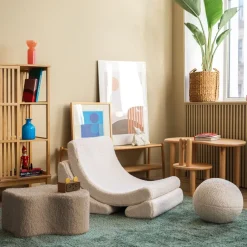 Pouf nuage en sherpa bouclé biscuit 25x39,5cm Cloud pouffe - Wigiwama