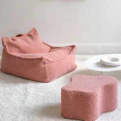 Pouf nuage en sherpa bouclé rose 25x39,5cm Cloud pouffe - Wigiwama