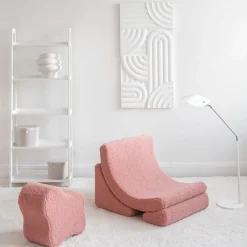 Pouf nuage en sherpa bouclé rose 25x39,5cm Cloud pouffe - Wigiwama