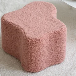 Pouf nuage en sherpa bouclé rose 25x39,5cm Cloud pouffe - Wigiwama