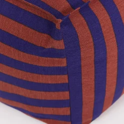Pouf ottoman carré en coton rayures bleu et bordeaux 55 x 55 x 35cm Otto - Nobodinoz