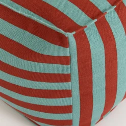 Pouf ottoman carré en coton rayures rouge et vert 55 x 55 x 35cm Otto - Nobodinoz