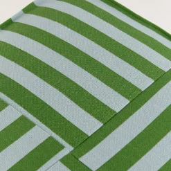 Pouf ottoman carré en coton rayures vert et bleu 55 x 55 x 35cm Otto - Nobodinoz