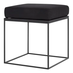 Pouf placage de chêne teinté noir et coussin noir Feo - noo.ma