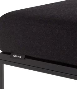 Pouf placage de chêne teinté noir et coussin noir Feo - noo.ma