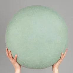 Pouf rond en laine turquoise-gris M Fine - myfelt