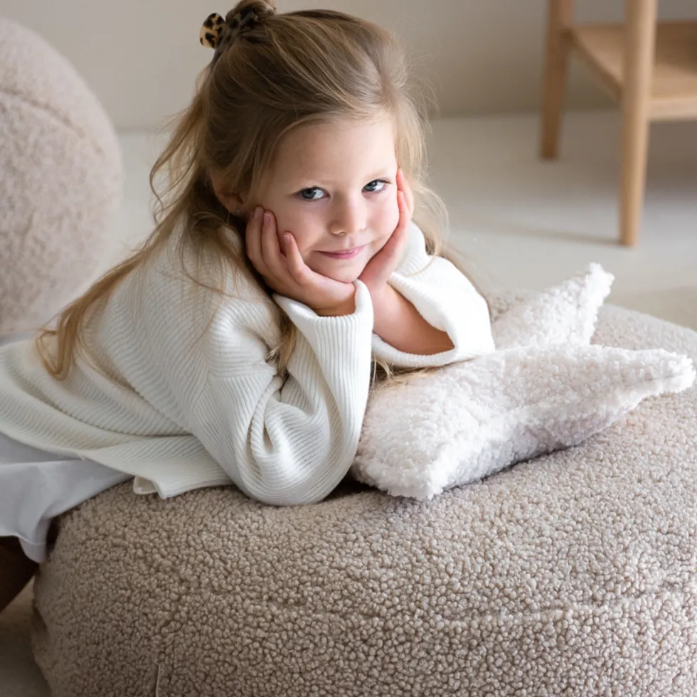 Pouf rond en sherpa bouclé biscuit 65cm Beanbgas - Wigiwama