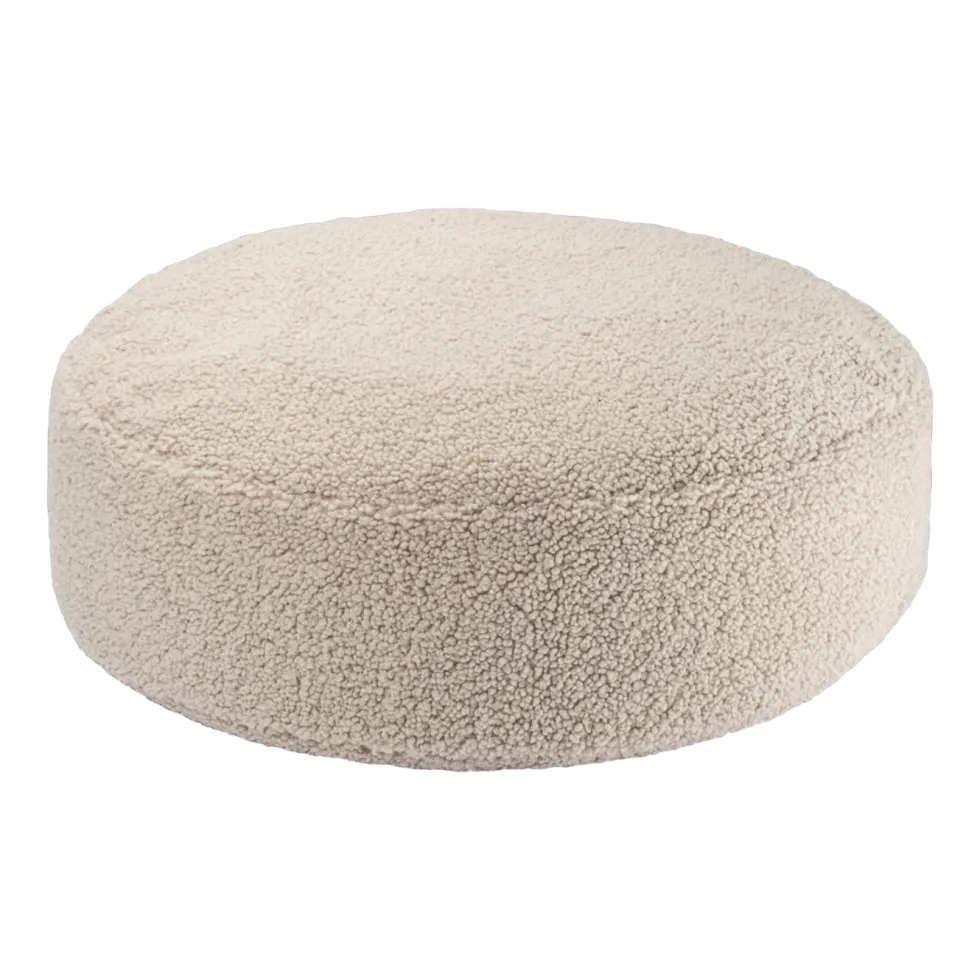 Pouf rond en sherpa bouclé biscuit 65cm Beanbgas - Wigiwama