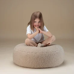 Pouf rond en sherpa bouclé biscuit 65cm Beanbgas - Wigiwama