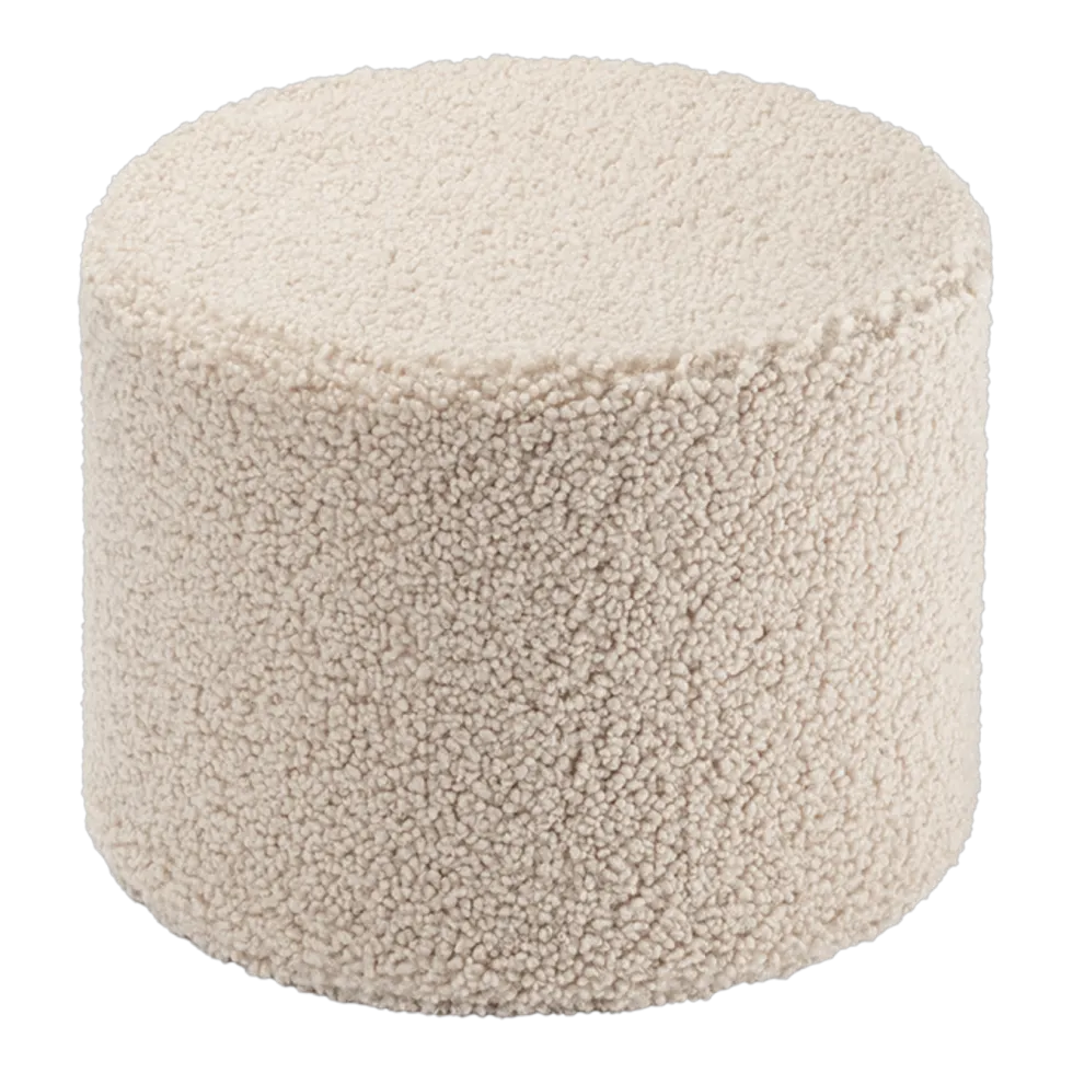 Pouf rond en sherpa bouclé biscuit 39,5x25cm Pouffe - Wigiwama