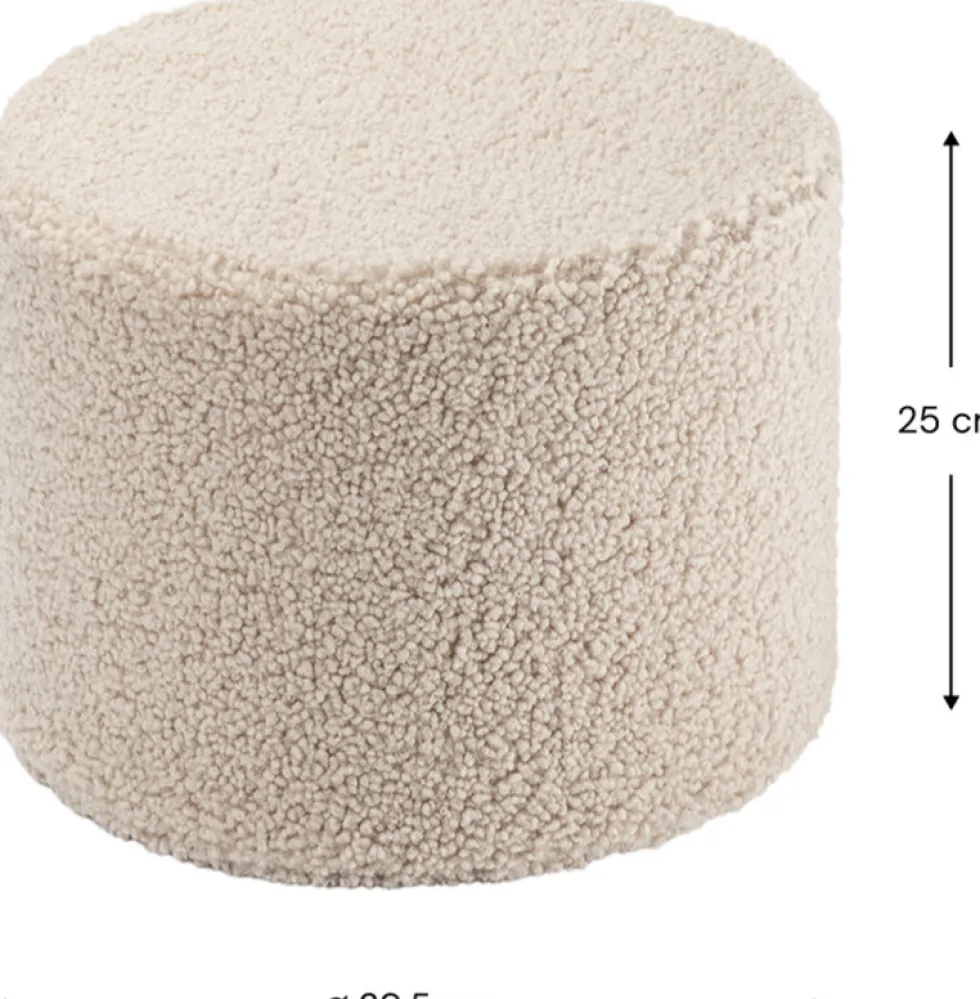 Pouf rond en sherpa bouclé biscuit 39,5x25cm Pouffe - Wigiwama