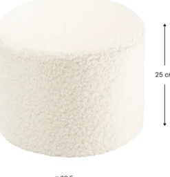 Pouf rond en sherpa bouclé blanc 39,5x25cm Pouffe - Wigiwama