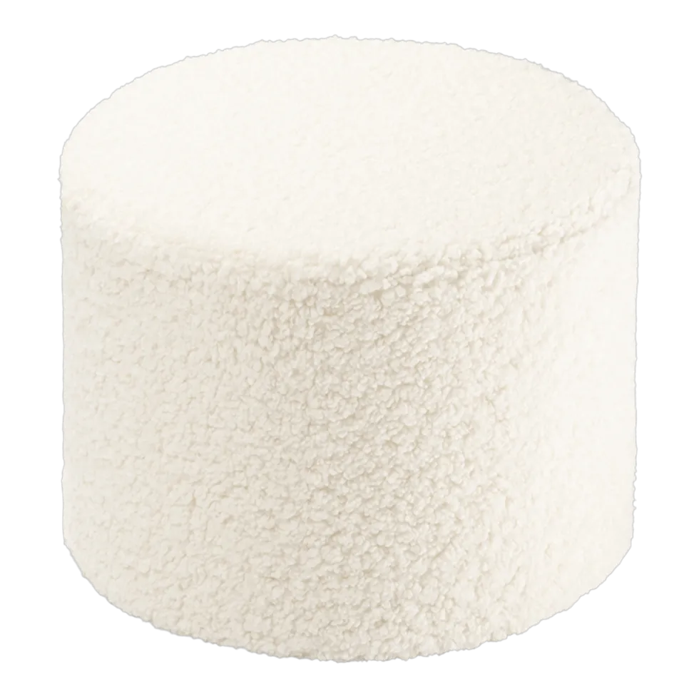Pouf rond en sherpa bouclé blanc 39,5x25cm Pouffe - Wigiwama