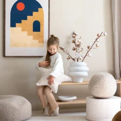 Pouf rond en sherpa bouclé blanc 39,5x25cm Pouffe - Wigiwama