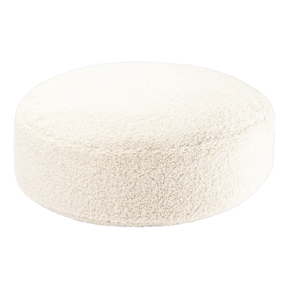 Pouf rond en sherpa bouclé crème 65cm Beanbgas - Wigiwama