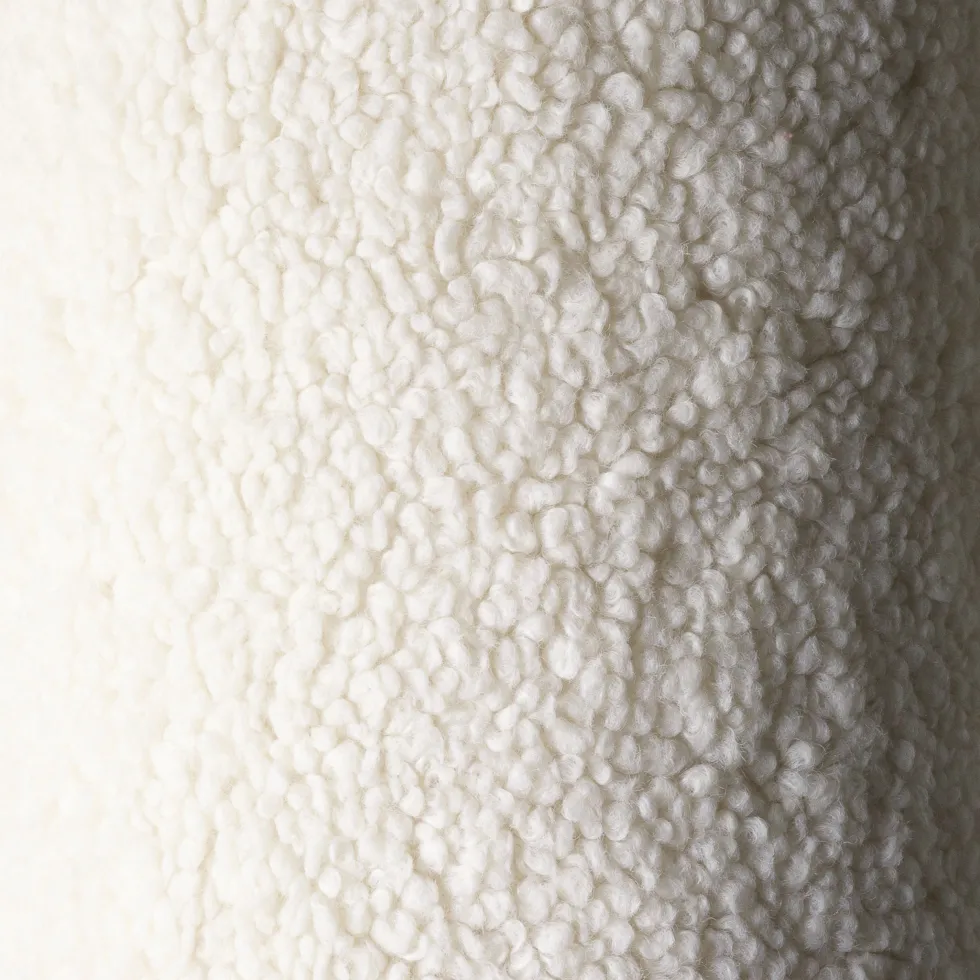 Pouf rond en sherpa bouclé crème 65cm Beanbgas - Wigiwama