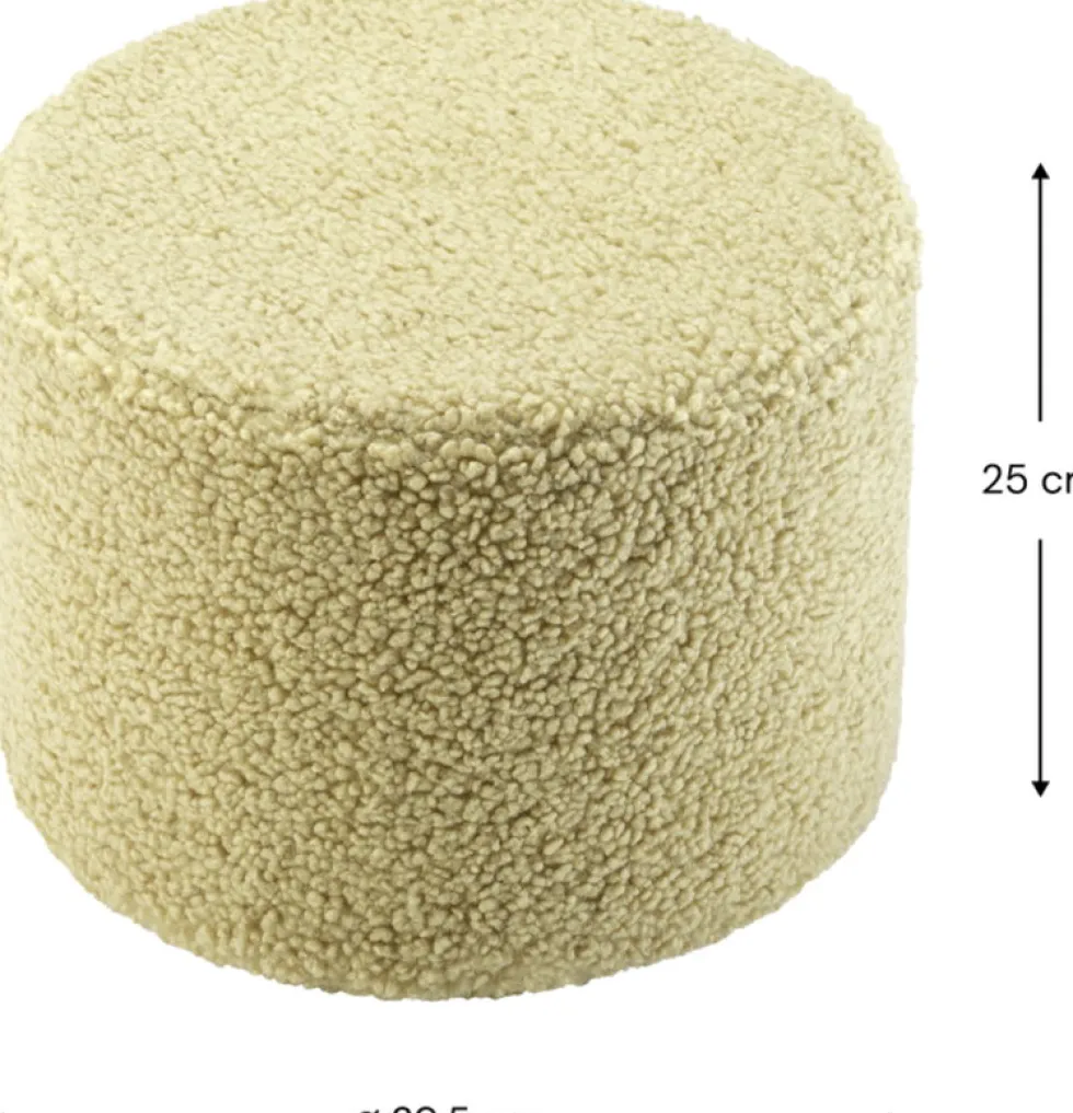 Pouf rond en sherpa bouclé matcha 39,5x25cm Pouffe - Wigiwama