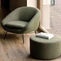 Pouf rond en textile vert sapin 60x35cm Barrow - Ethnicraft