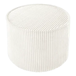Pouf rond en velours côtelé blanc marshmallow 25 x 40 cm - Wigiwama