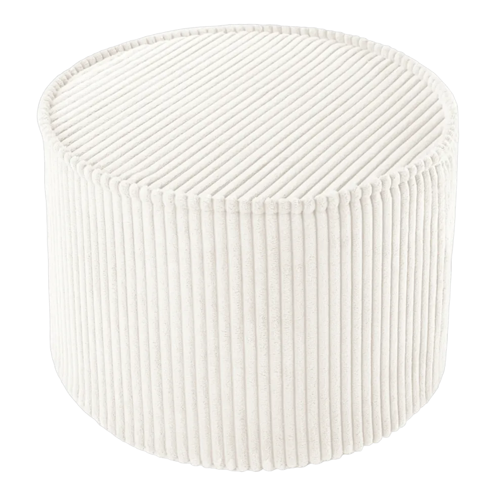 Pouf rond en velours côtelé blanc marshmallow 25 x 40 cm - Wigiwama