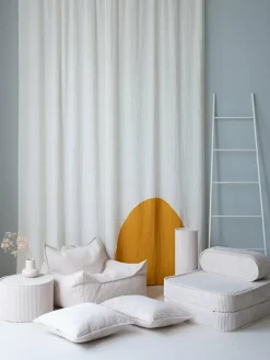 Pouf rond en velours côtelé blanc marshmallow 25 x 40 cm - Wigiwama