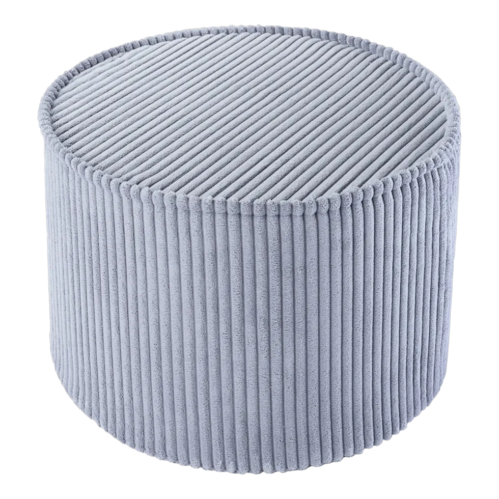Pouf rond en velours côtelé bleu blueberry 25 x 40 cm - Wigiwama