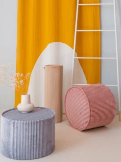 Pouf rond en velours côtelé rose 25 x 40 cm - Wigiwama