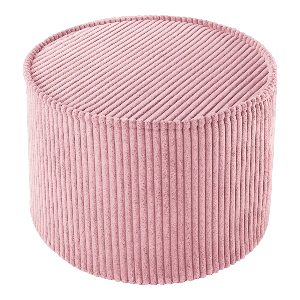 Pouf rond en velours côtelé rose 25 x 40 cm - Wigiwama