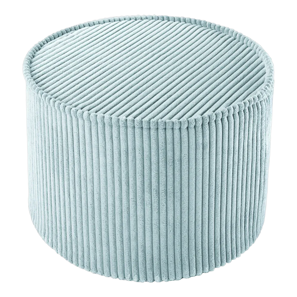 Pouf rond en velours côtelé vert menthe poivrée 25 x 40 cm - Wigiwama