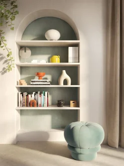 Pouf rond en velours vert céladon 55 x 46 cm Claudie - Hartô
