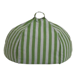 Pouf rond pour enfant en coton bio à rayures vert et bleu 70x70x30cm Vibes - Nobodinoz