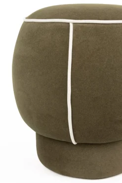 Pouf rétro rond en tissu vert 45cm Luma - The Cool Republic