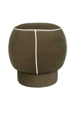 Pouf rétro rond en tissu vert 45cm Luma - The Cool Republic