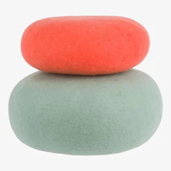 2 Poufs en laine corail et turquoise-gris Felix et Fine - myfelt