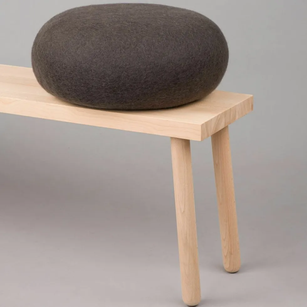 2 Poufs en laine vert-jaune et anthracite Kata et Kuno - myfelt
