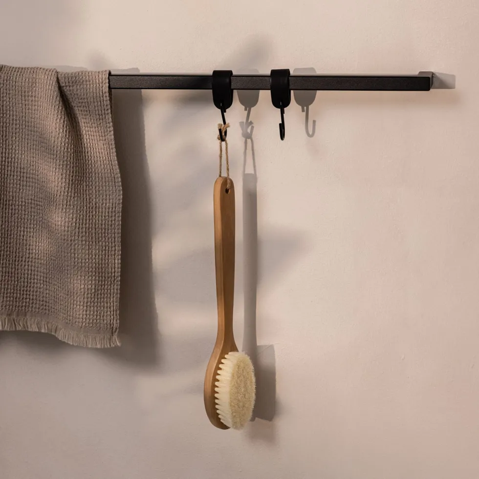 Rail à serviettes carré en acier noir 105cm Vana - Metallbude