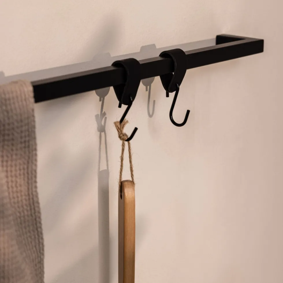 Rail à serviettes carré en acier noir 105cm Vana - Metallbude
