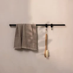 Rail à serviettes carré en acier noir 55cm Vana - Metallbude