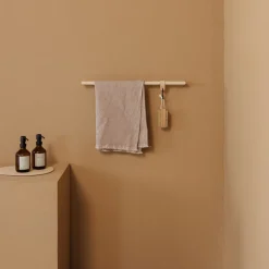 Rail à serviettes rond en acier beige cashew 105cm Vana - Metallbude