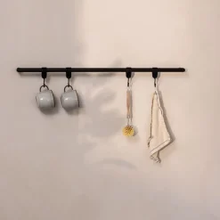 Rail à serviettes rond en acier noir 85cm Vana - Metallbude
