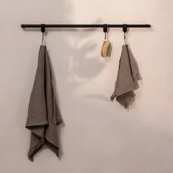 Rail à serviettes rond en acier noir 105cm Vana - Metallbude