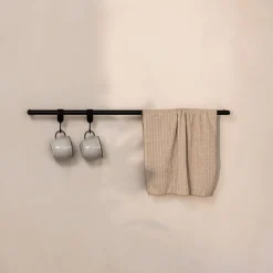 Rail à serviettes rond en acier noir 105cm Vana - Metallbude