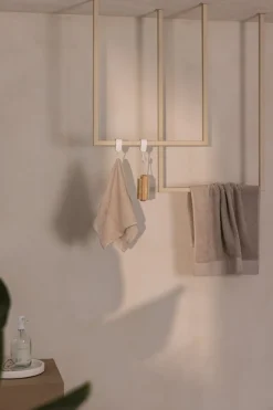 2 rails à serviettes carré en acier beige cashew 60-80x50cm Tensi - Metallbude