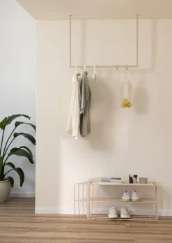 Rail à vêtements carré en acier beige cashew 80x80cm Rubi - Metallbude