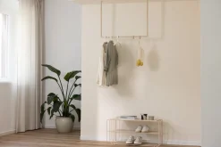 Rail à vêtements carré en acier beige cashew 80x80cm Rubi - Metallbude