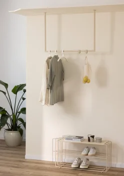Rail à vêtements carré en acier beige cashew 80x80cm Rubi - Metallbude